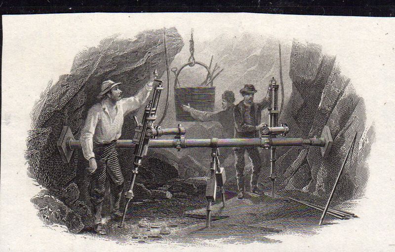 Rock Support Vignette 19th Century Banknote Engraving